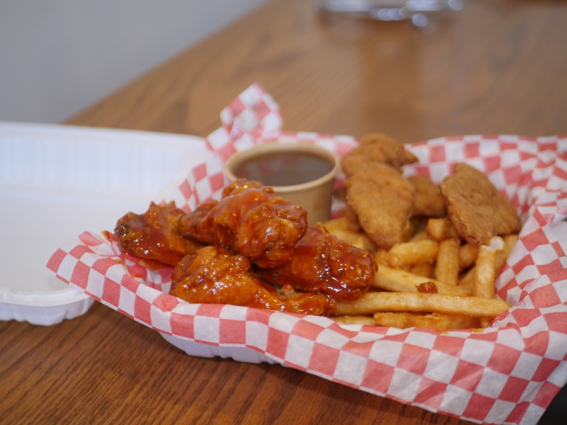 Chicken wings and fries