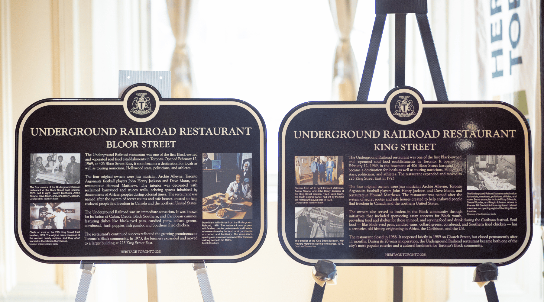 231103 City of Toronto honors Underground Railroad Restaurant Toronto with two plaques 1800x1000px