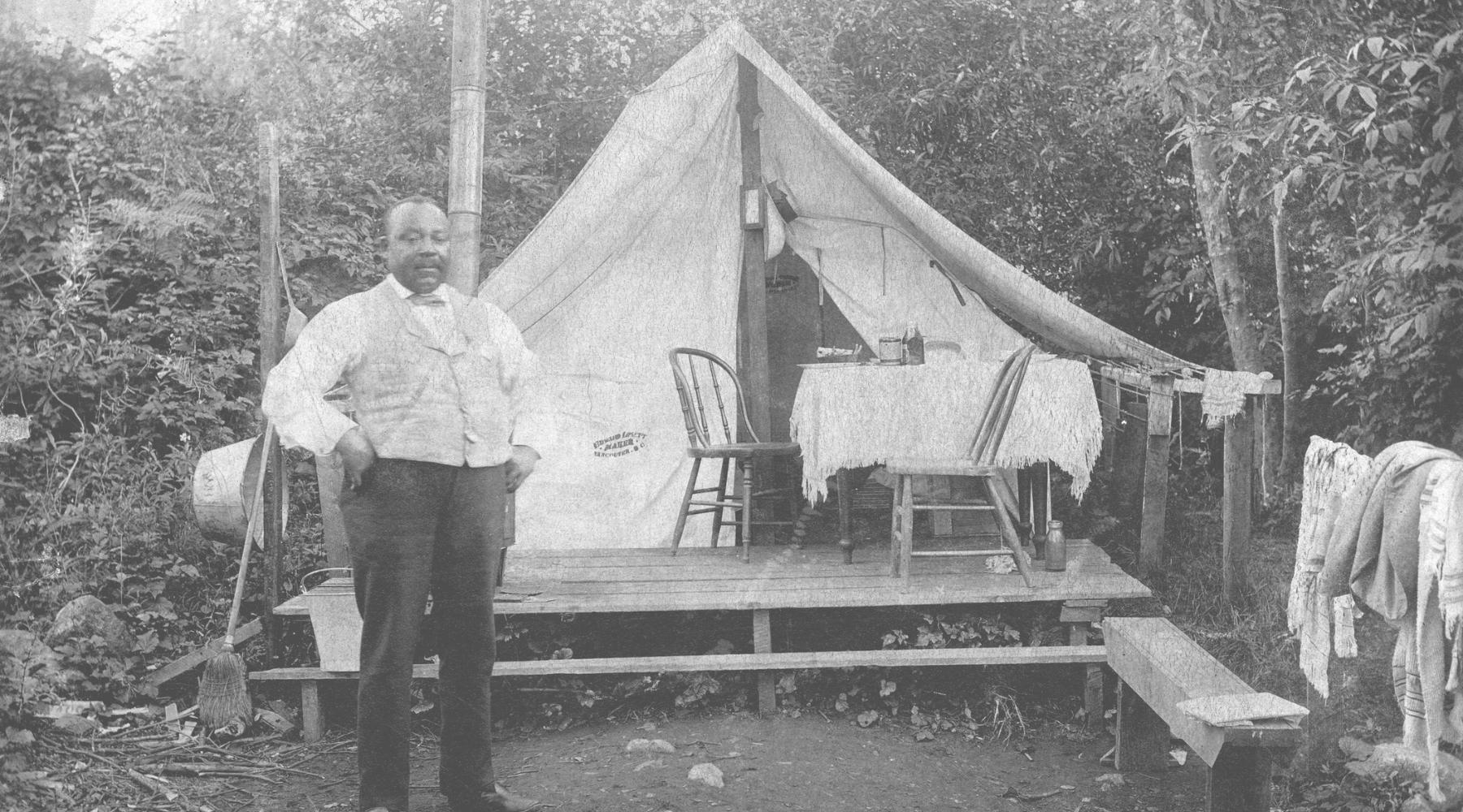 250221 Joe Fortes infront of his tent Vancouver Archives