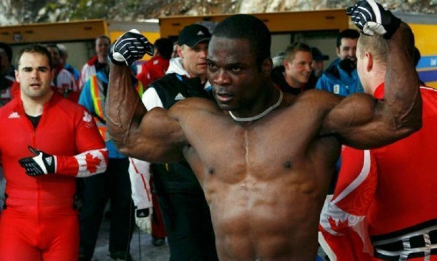  Lascelles Brown of Canada strikes a pose after his team finished third in the Men&#039;s Four-Man Bobsleigh event to capture the bronze medal on February 27, 2010 in Whistler, B.C. during the 2010 Olympic Winter Games
