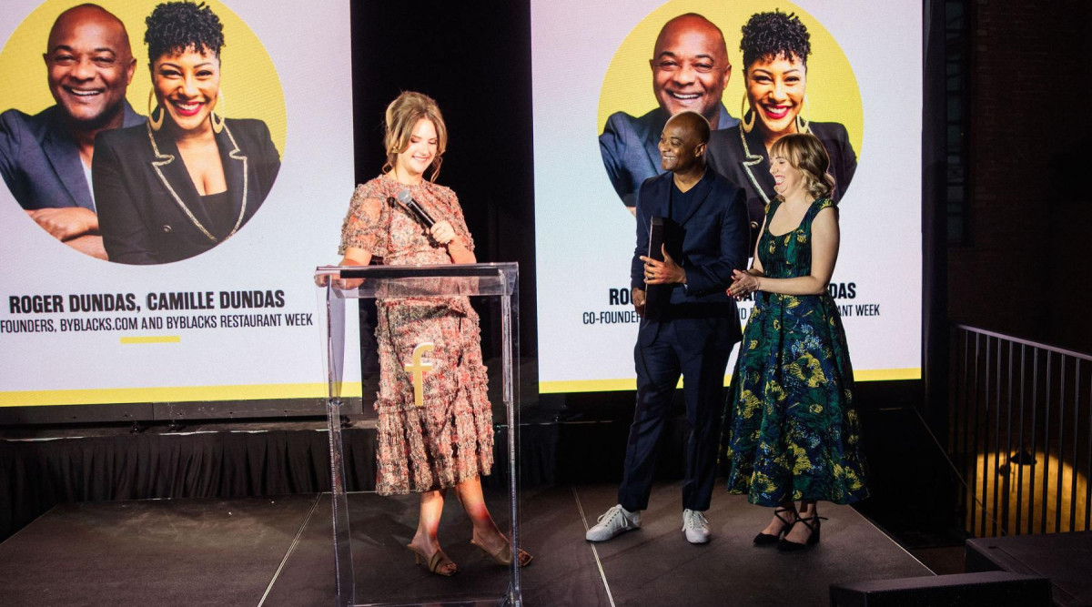 Publisher Roger Dundas accepts the foodism ICON Award