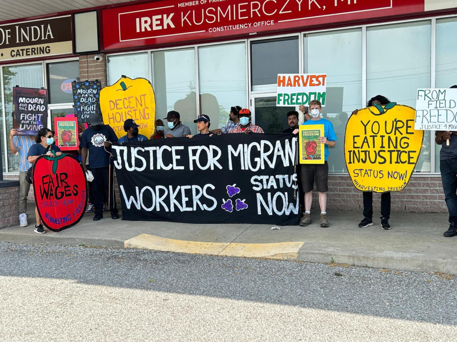 Migrant workers rally in Windsor, Ontario June 25 2023