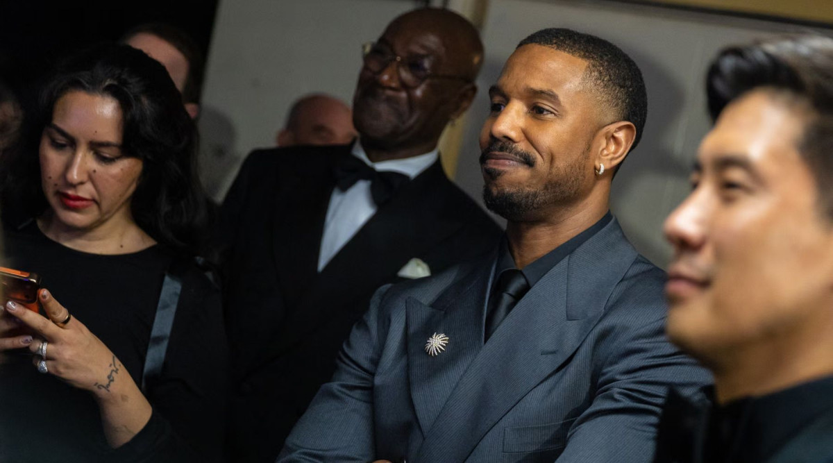 Delroy Lindo and Michael B Jordan backstage at the Baftas. Photograph: Carlo Paloni/BAFTA/Getty Images